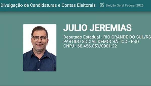Candidato com domicílio eleitoral em Ijuí à Assembleia Legislativa apresenta contas parciais