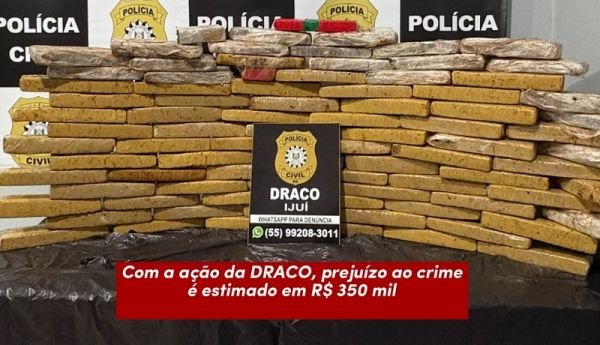 Polícia Civil de Ijuí apreende cerca de 77 kg de maconha em Coronel Barros; um homem foi preso